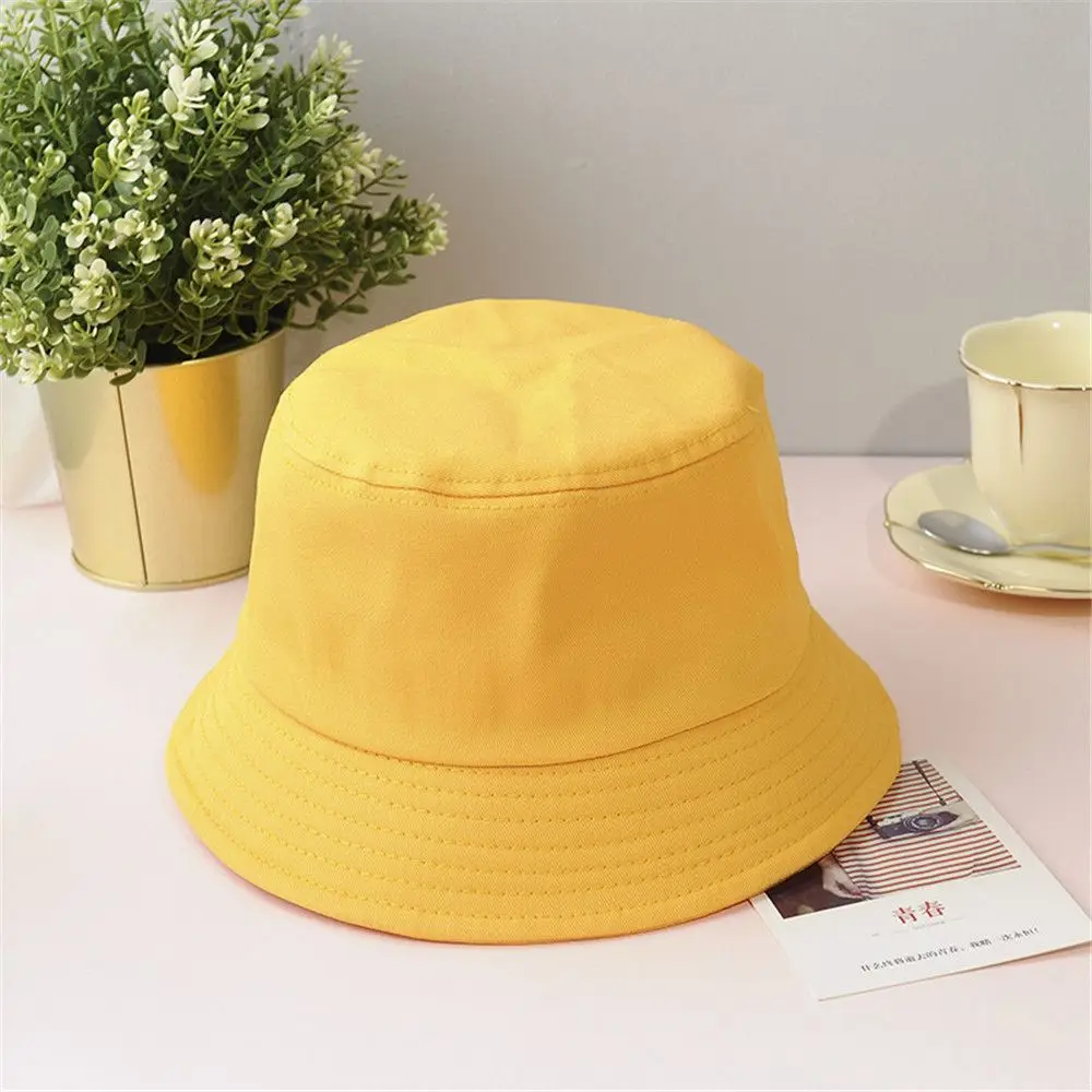 2023 Spring Solid Color Blue Black Foldable Bucket Hat Beach Sun Hat Street Headwear Fisherman Outdoor White Cap Woman Hat