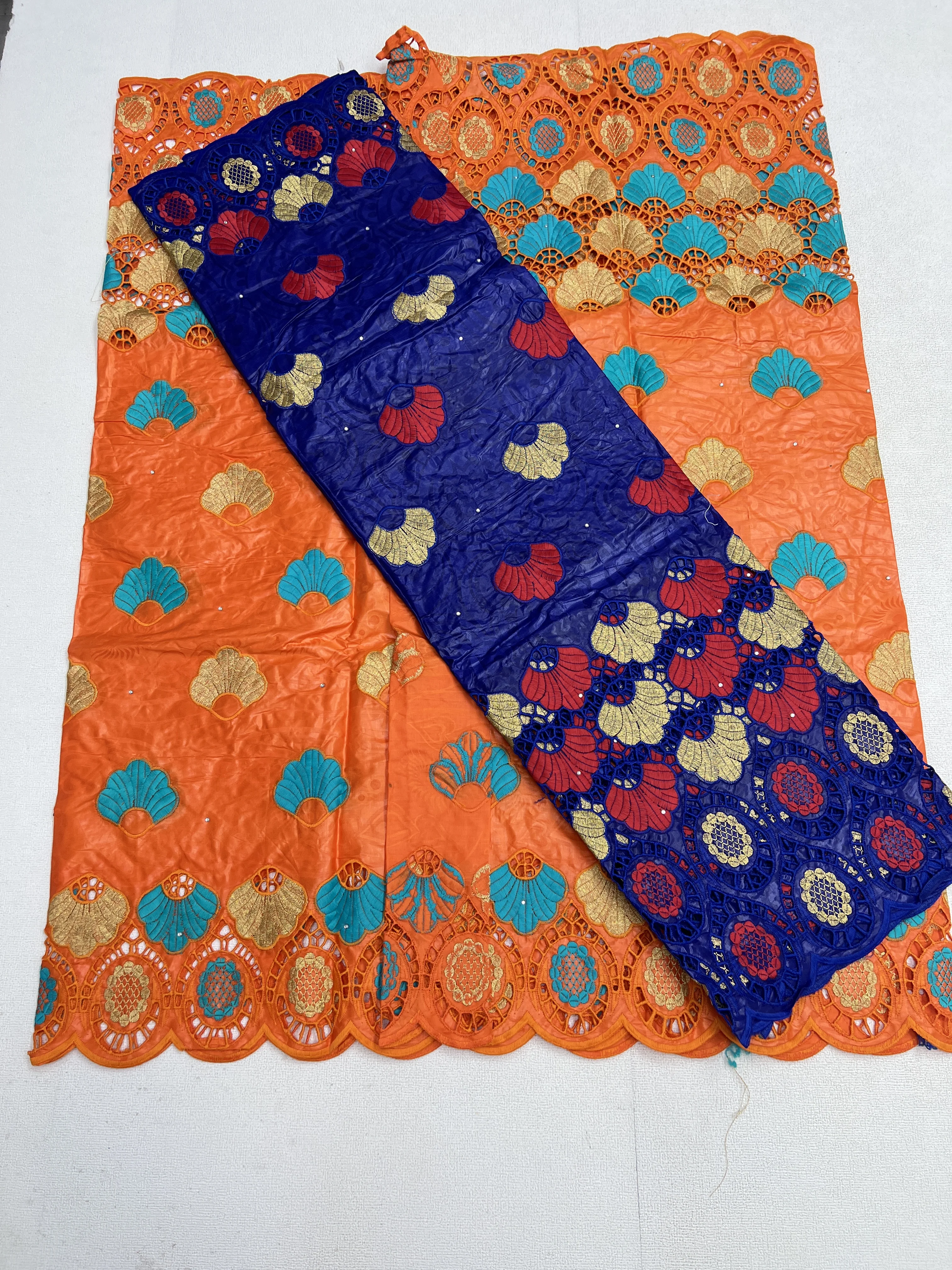 2.5 + 2.5 yards African Lace Fabric Nigerian Stones Cotton Swiss Voile For Women Wedding Dress