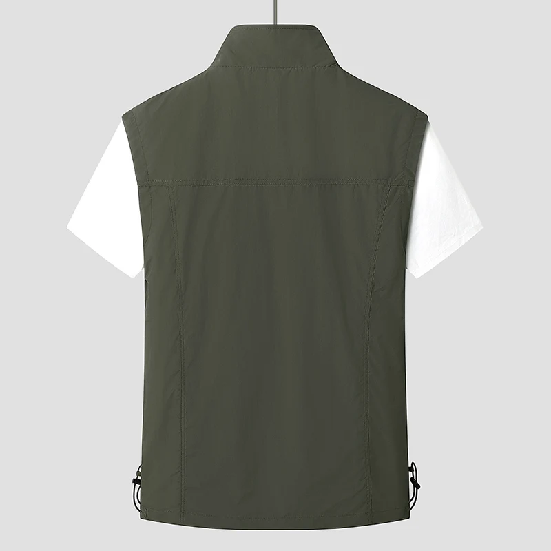 2024 미니멀리스트 트렌디 남성 단색 라펠 숄더, 야외 레저, 느슨한 포켓 작업 조끼, 민소매 재킷, 여름 신상