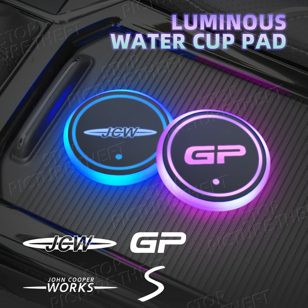 Per Mini Cooper S John Cooper Works Jcw S Logo Emblem Led Car Water Cup Mat Drink Holder Auto Interior Decorativo