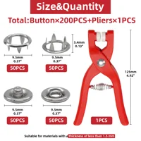 50 Sets Metal Snaps Buttons with Fastener Pliers Press Tool Kit For DIY Crafts Clothes Hats Plier Tool Metal Snap Button 2
