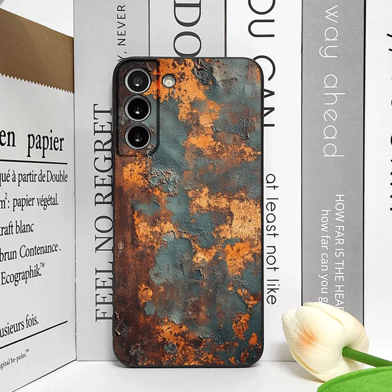 Artistic Rusty Metal Surface Pattern Shockproof Phone Case with Soft Cover