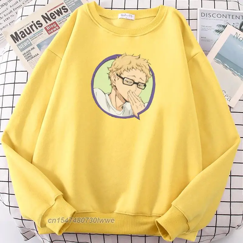 

New Japanese Anime Kei Tsukishima Printing Mens Hooded Loose Vintage Clothes Coldproof Men's Sweatshirt Plus Size Hoodie