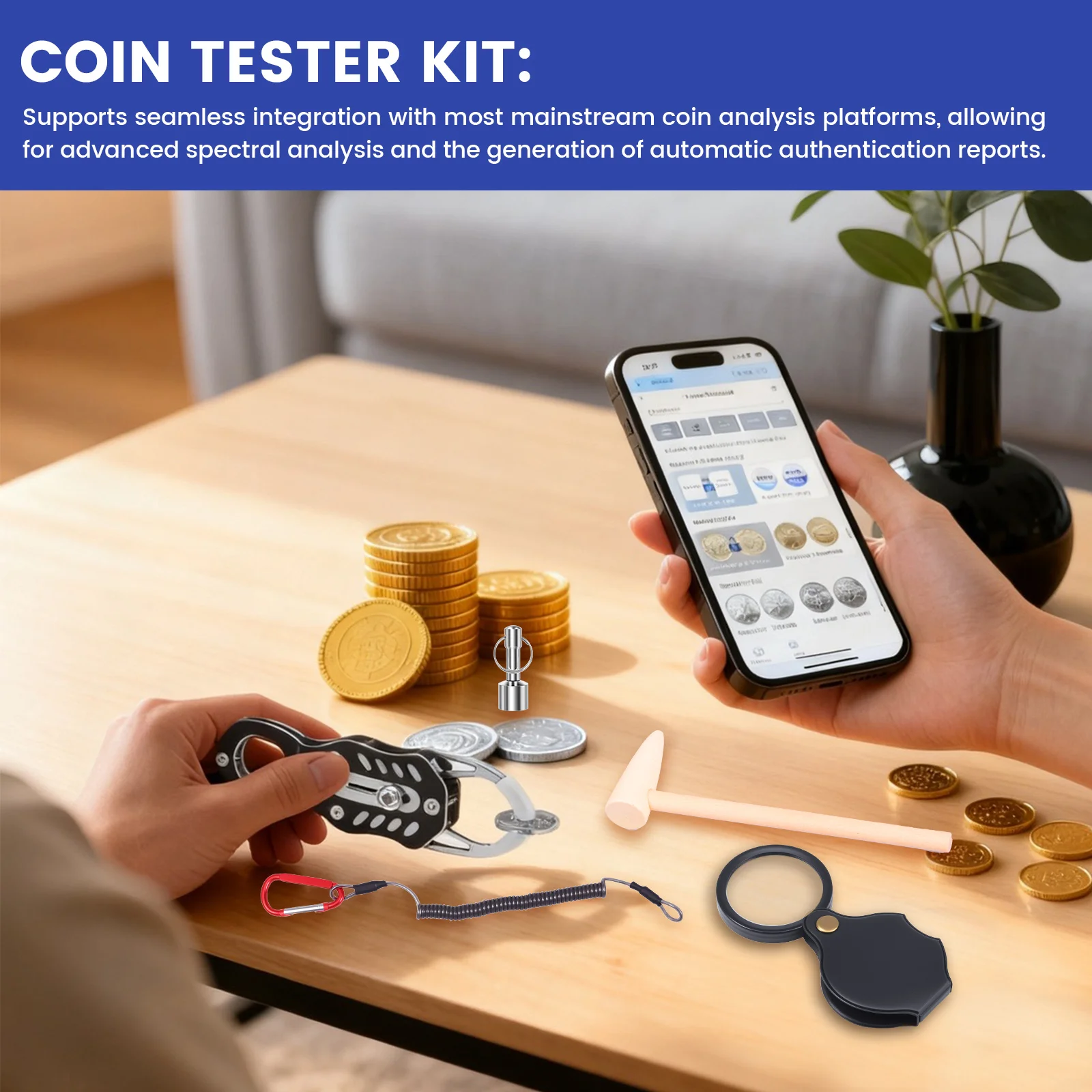 1 Set Pocket Coin Tester Kit Golden and Silvery Coin Ping Test Coins Testing Tools Durable Pocket Coins Ping Pinger Tester Kits