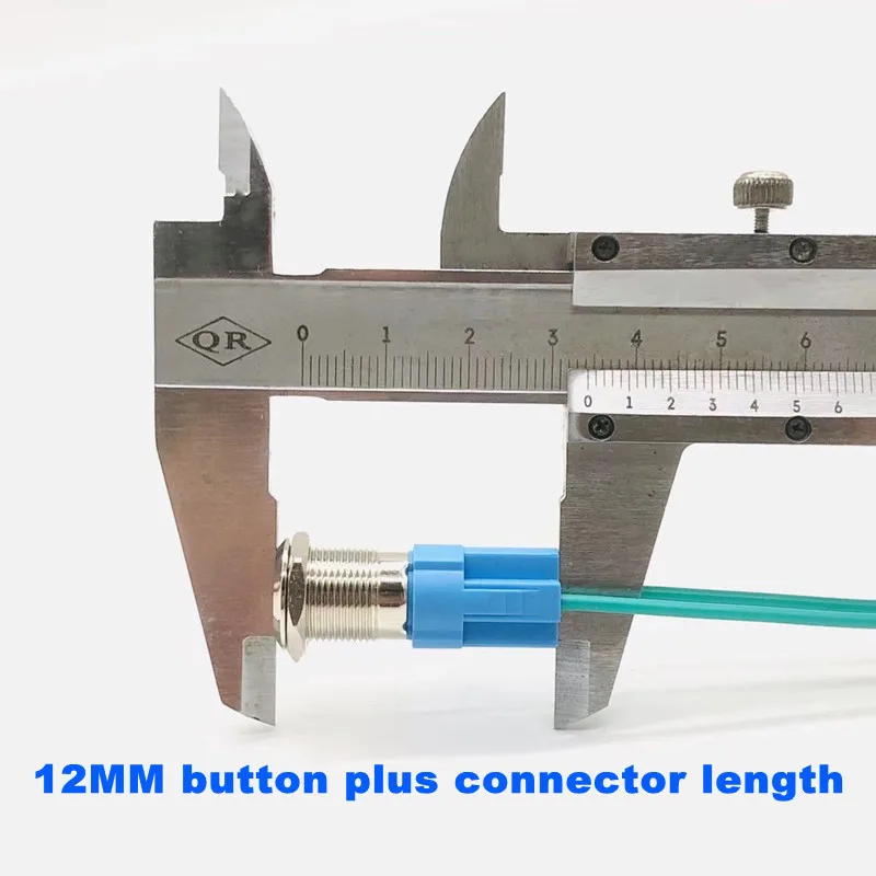 연결 와이어가 있는 방수 금속 단추 스위치, LED 조명, 엔진 시동 정지 스위치, 즉시 잠금, 12mm, 16mm, 19mm, 5 개