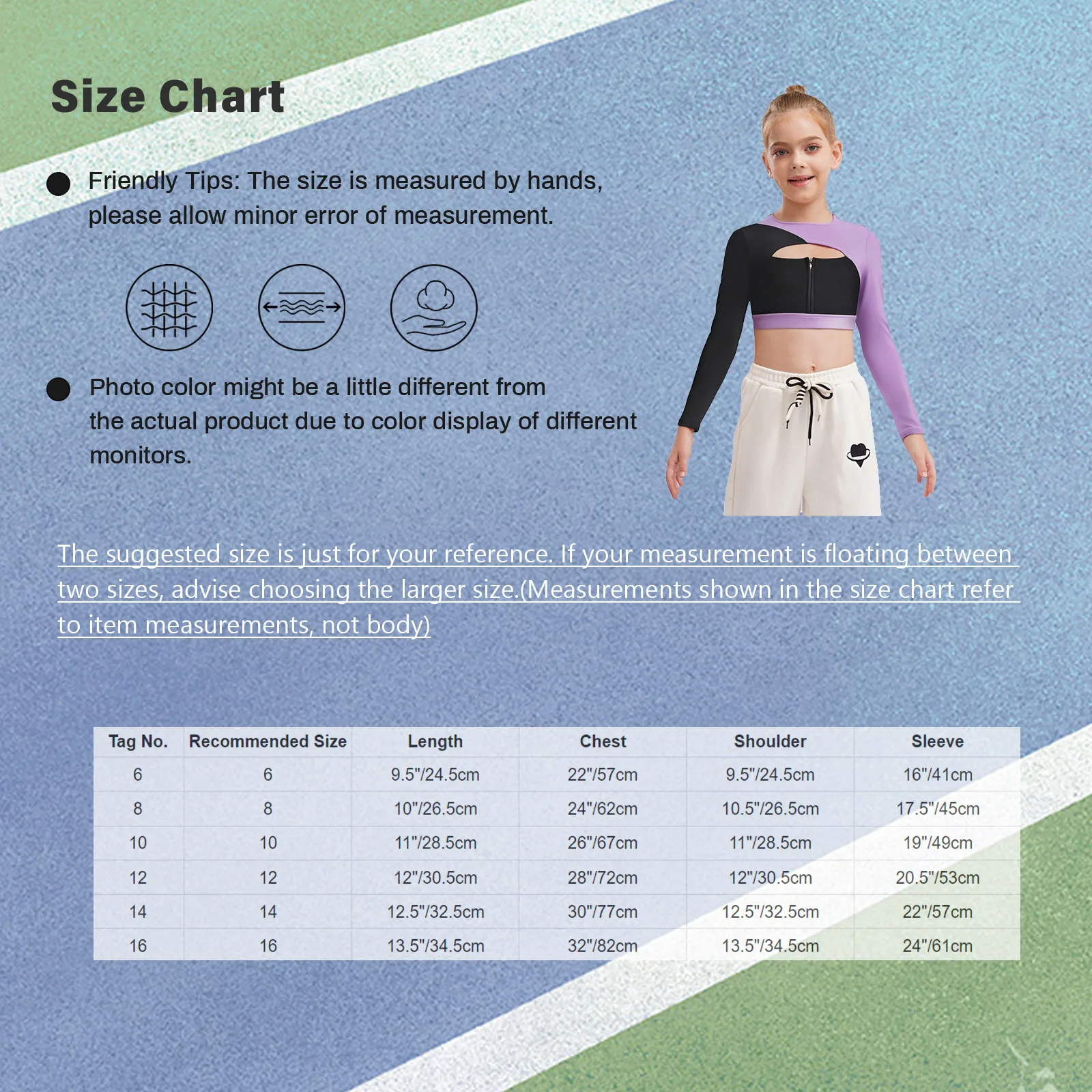 Kids Girls Sports Tops Yoga Tops Workout Running Cycling Costumes Breathable Long Sleeve Front Color Block Crop Top