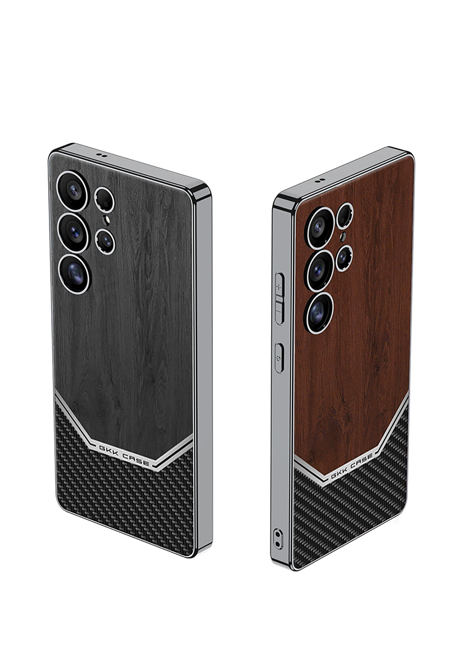 Frosted Wood Pattern Case For Samsung Galaxy S25 S24 S23 Ultra Luxury Plating Sh