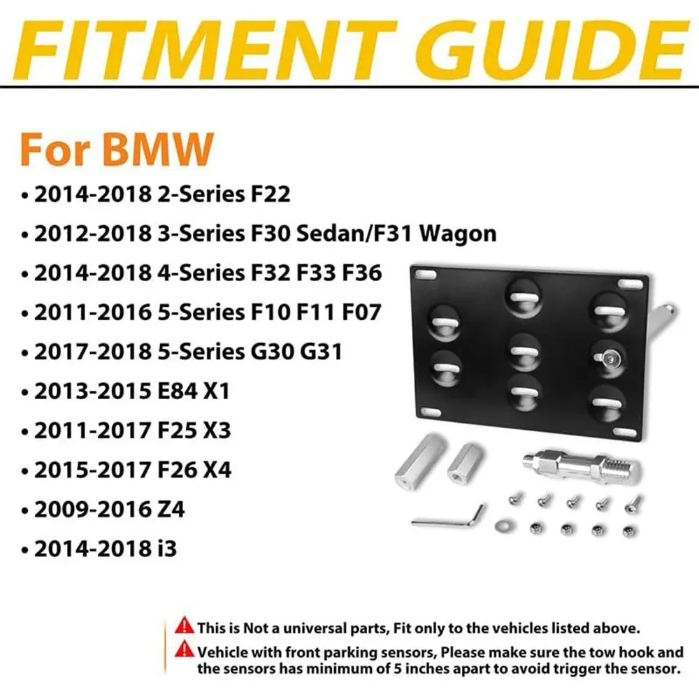 드릴 없음 전면 견인 후크 라이센스 플레이트 마운트 브래킷 forBMW F22 F30 F31 F32 F33 F36 F10 F11 F07 G30 G31 E84 F25 F26 미니 코브레