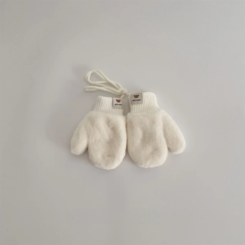 Children's Gloves Winter Korean Style Bear Halter Mittens Infant Boys and Girls Warm Gloves