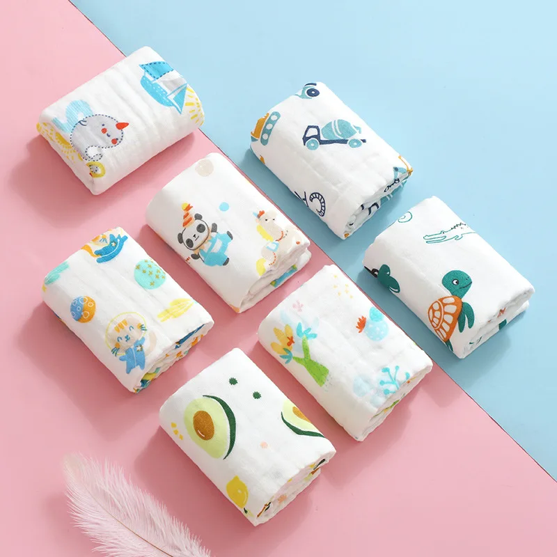 25x50cm Baby Six-layer Pure Cotton Gauze Small Towel Face Towel Square Mouth Baby Washcloth