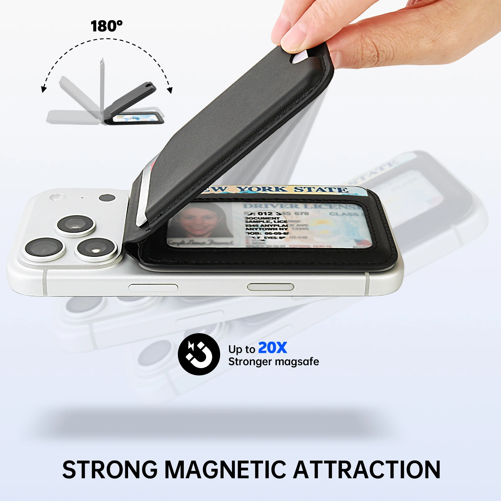 Magnetic Leather Wallet Phone Case with Kickstand and Card Holder