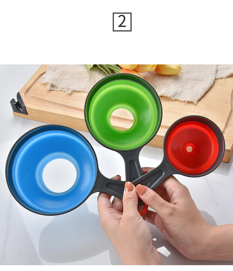 Description Picture 5 of item3Pcs/Set Kitchen Funnel Canning For Filling Bottles Jam With 3 Sizes Transfer Mason Jar Liquid Powder Home Wide Mouth