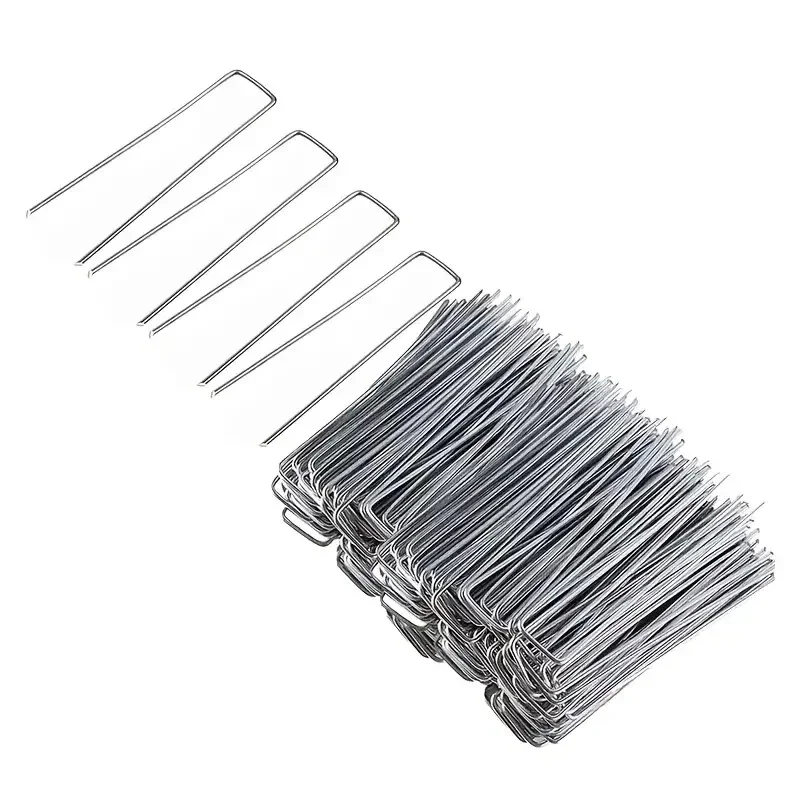 Garden Staples 100pcs Landscape Staples U-Shaped Garden Pins Heavy Duty Yard Lawn Tent Stakes Securing Pegs For Weed Ba