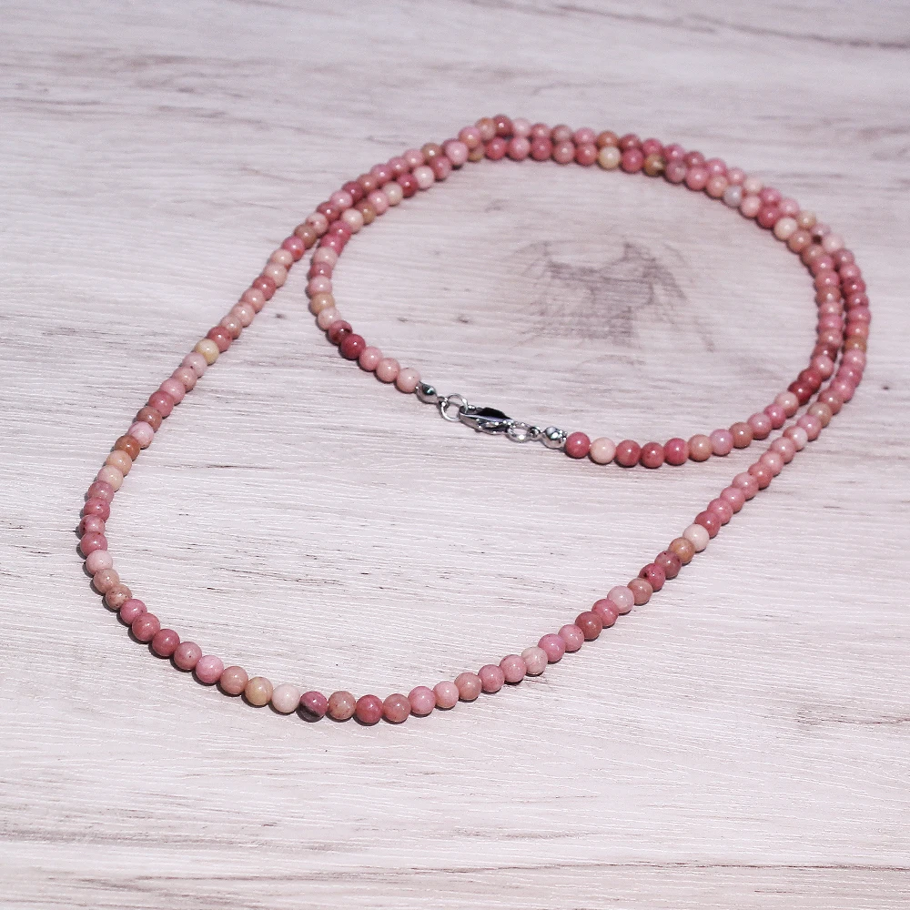1 Stück heiß verkaufte süße Naturstein 4 mm Rhodochrosit doppellagige Perlenkette als Geschenk.