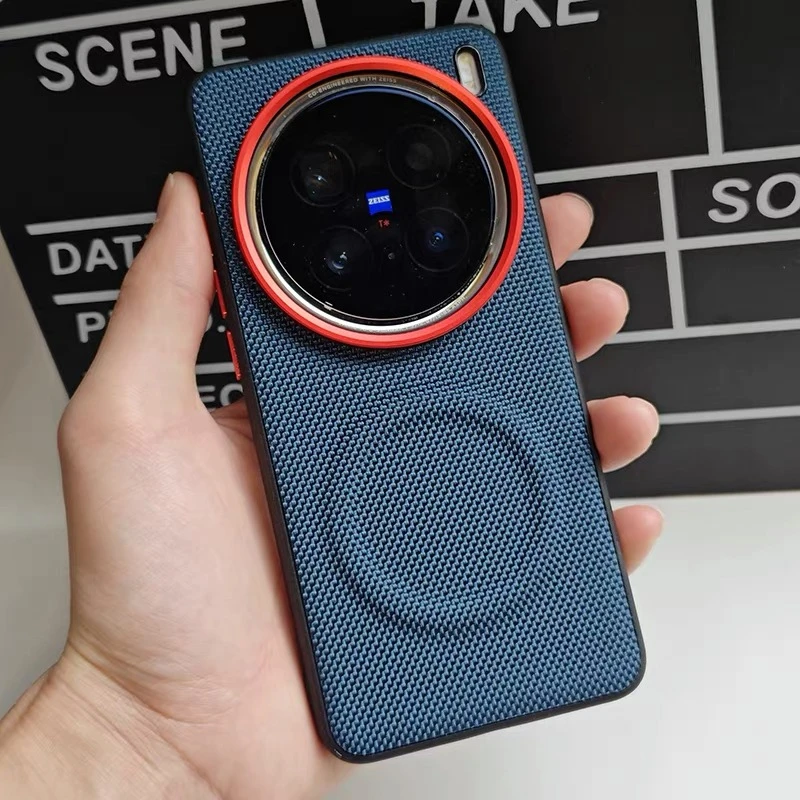 Magnetic Wireless Charging Woven Faux Leather Phone Case