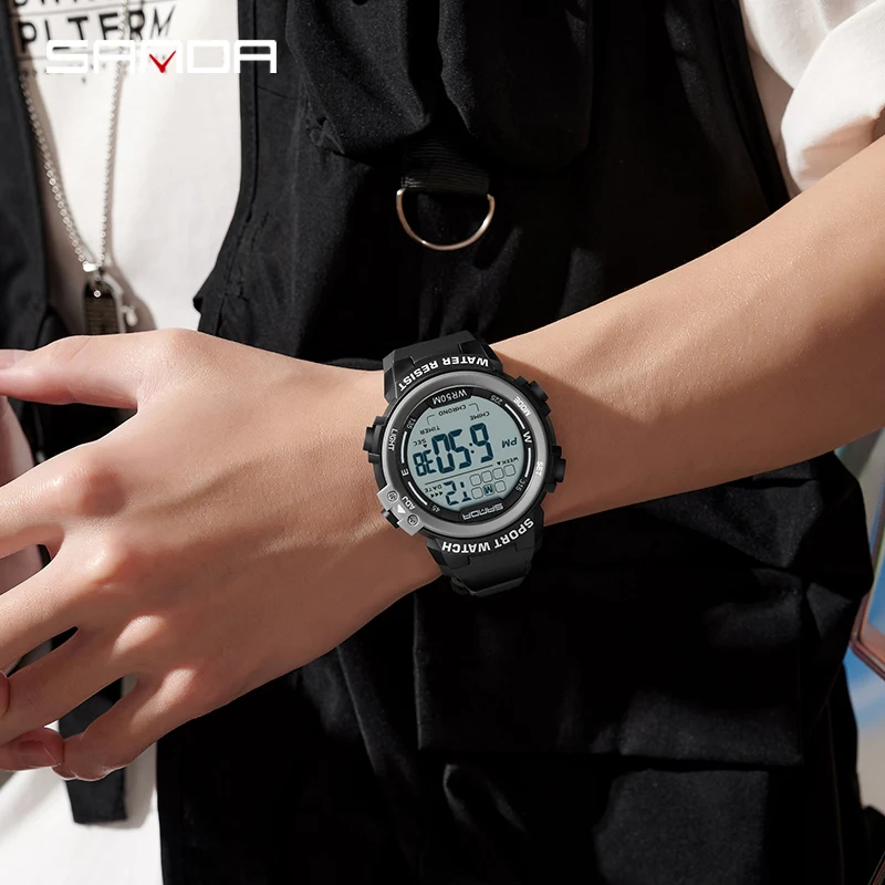 SANDA 2140 Fashion Student Electronic Watch Multi functional Waterproof LED Single Display Men's Electronic Watch 2025 3