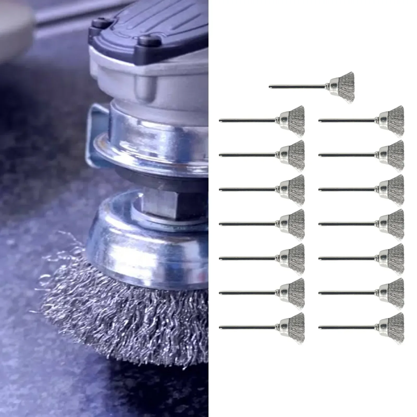 9Pcs/set Steel Wire Brass Mini Brush Rotary Tool For Dremel Drill Polishing Grinding Wheel T-shaped Small Brush Accessories - View #3
