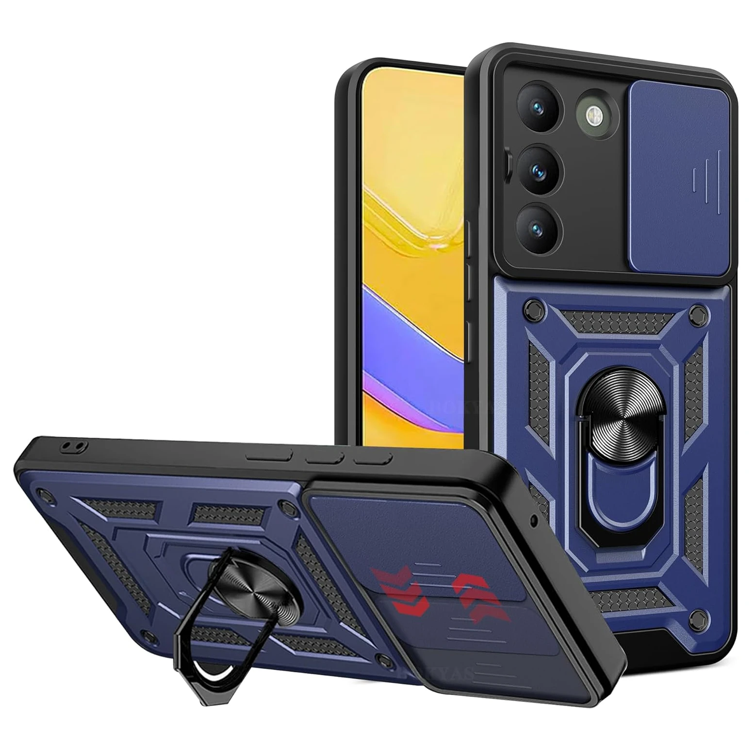 PEIYE Cover Per Xiaomi Redmi Note 13 Pro 4G | Custodia Armor Antiurto Con Supporto | Blu | Silicone Morbido E PC Rigido - 2