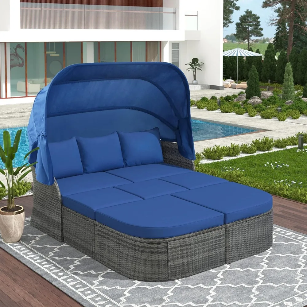 Wicker Patio Furniture Set Daybed 3
