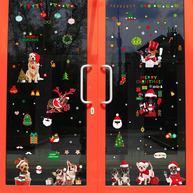 2 Winter Xmas Window Gel Clings classroom Decor Santa Polar Bear snowflakes  HOHO