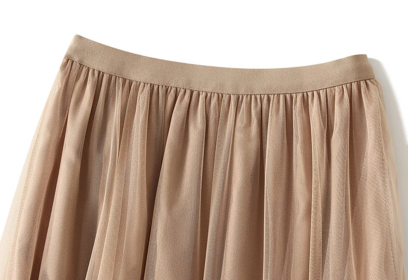 New In 2025 Women's Spring Summer Solid Color Tulle A-line Sweet Tutu Long Skirt Female Korean Fsahion Party Mesh Skirts