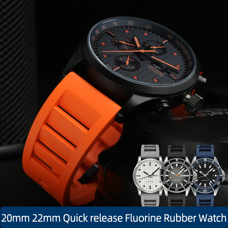 

20mm 22mm Quick release Fluorine Rubber Watch Band Waterproof Porous Breathable Diving Sport Men Women Watch Strap Replacement
