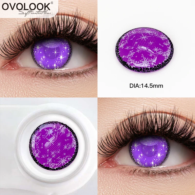 

OVOLOOK-1 Pair New 15 Tone Cosplay Lenses for Eyes Halloween Comestic Colored Eye Contact Lenses Anime Eye Contacts Half Year