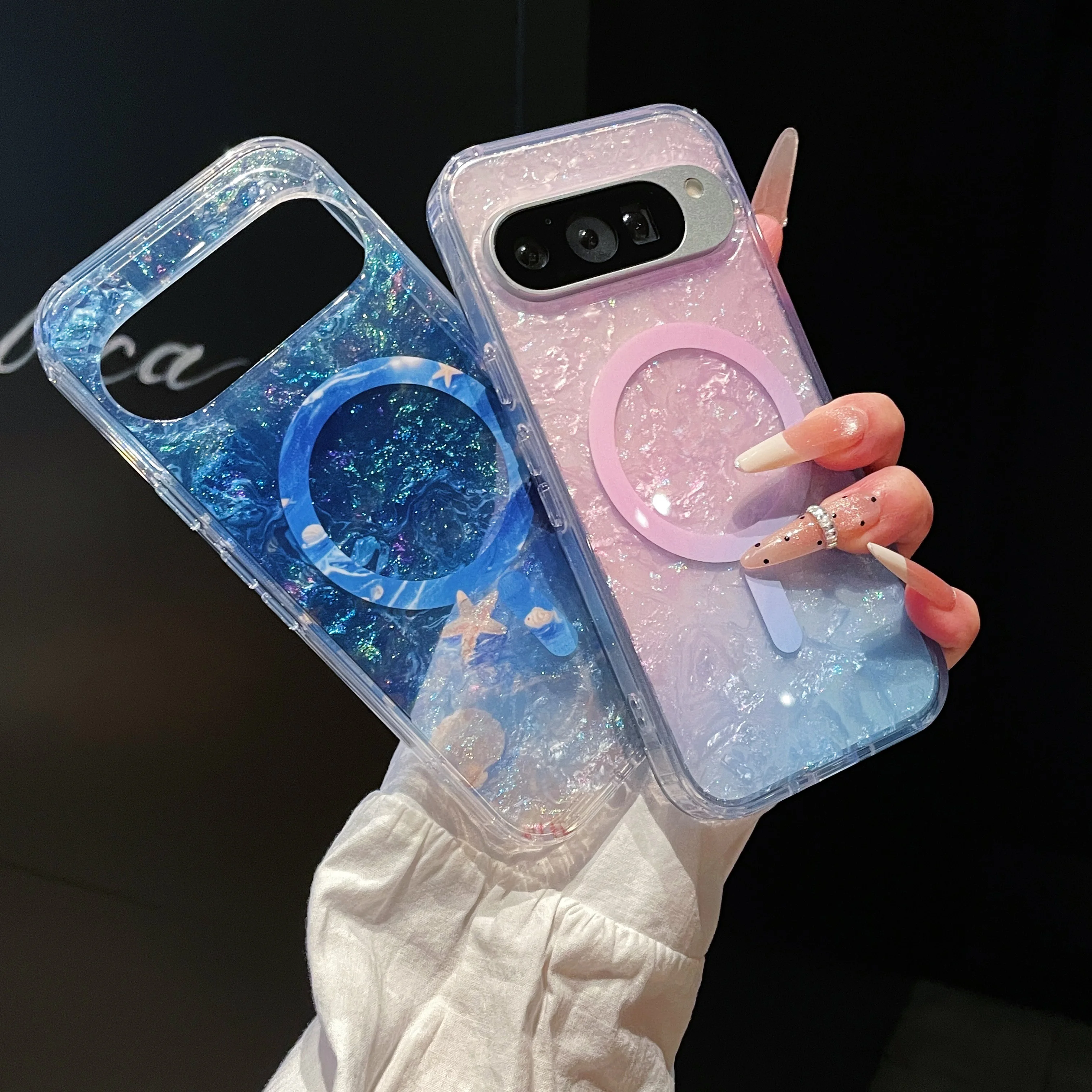 Magnetic Phone Case with Glossy Self-Repairing Finish - Summer Dreamy Powder