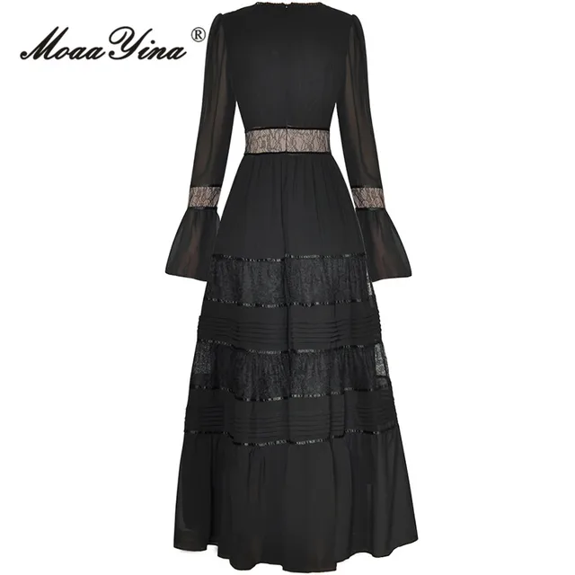 MoaaYina: O Vestido Vintage Perfeito para o Outono 2 Vestido Vintage Spliced MoaaYina