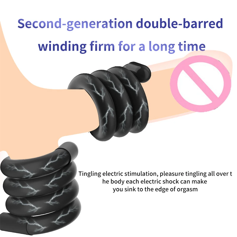Bdsm Electric Shock Penis Ring Arbitrary Bending Physiotherapy Ring Therapy Massager Cock Adult Sex Toy for Men Masturbator electro sex toys electric sex toys