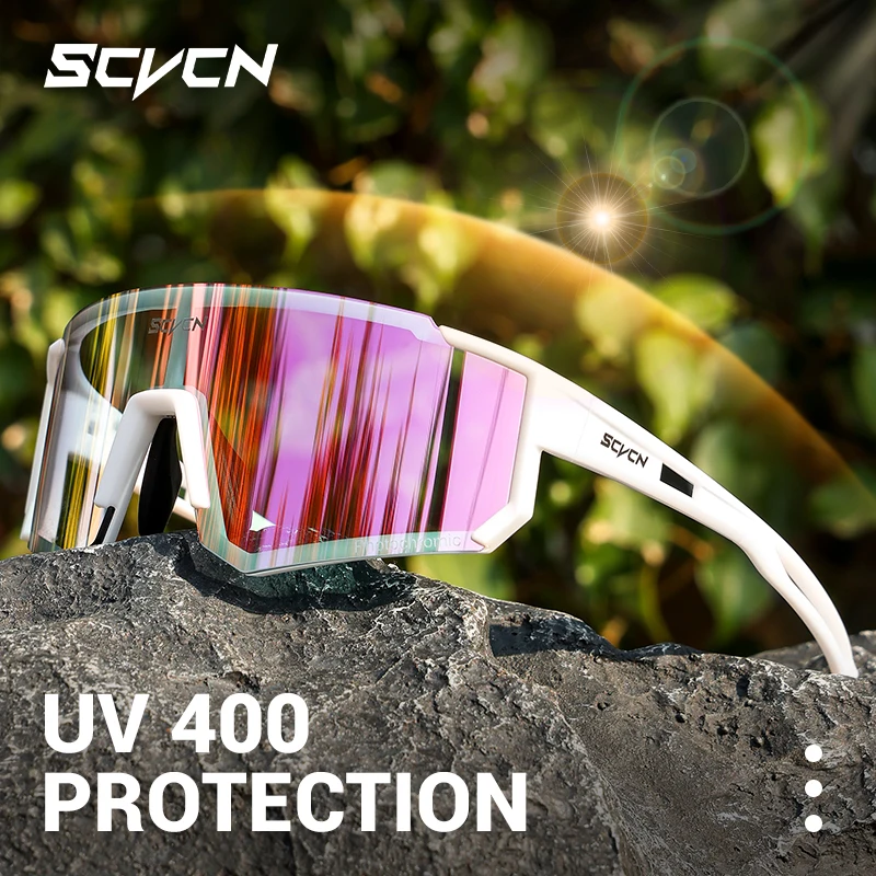 Photochromic Pink Cycling Glasses for Women - Outdoor Sports UV400 Eyewear