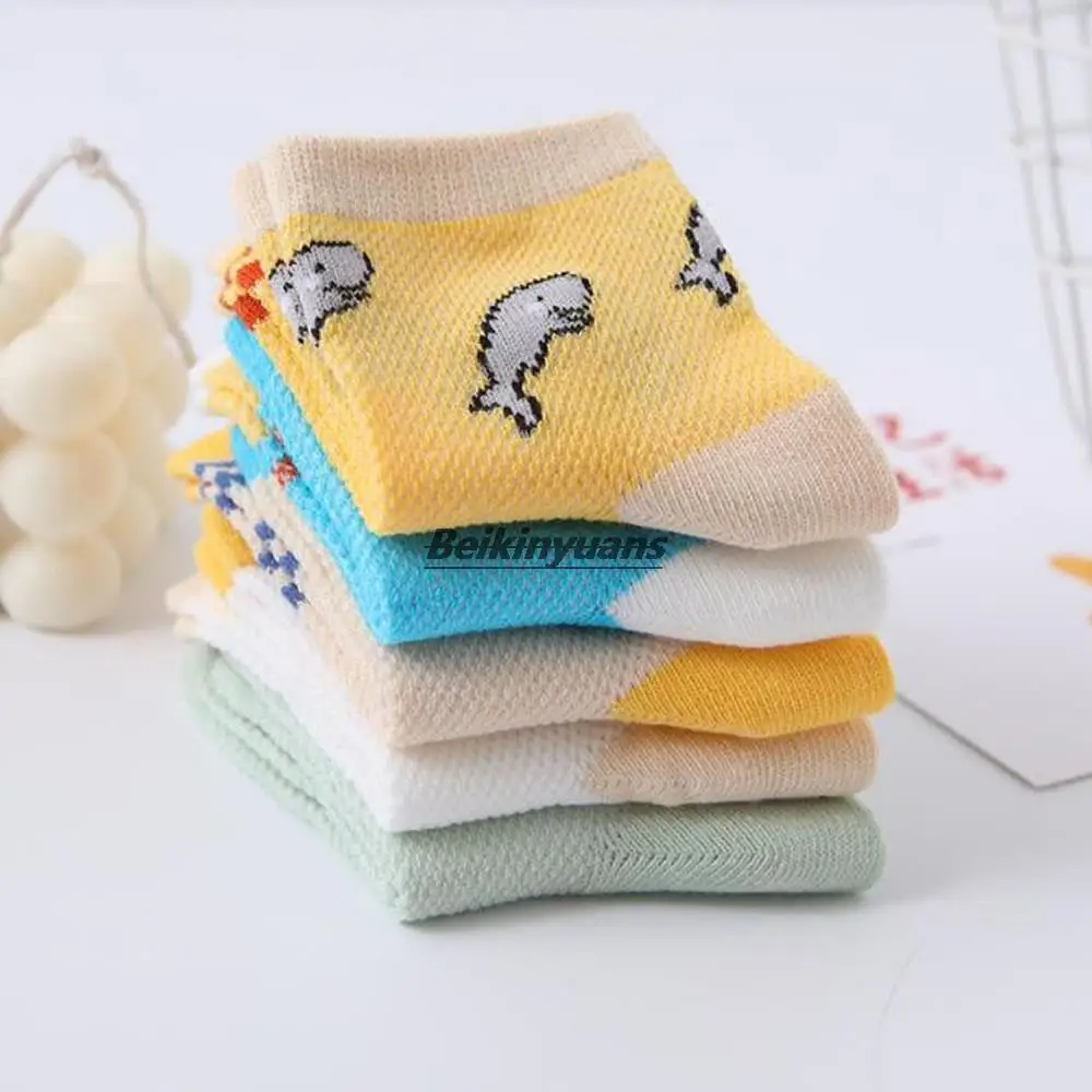 Childrens socks, spring, summer and autumn, boys, baby fish, tide fan, two-color breathable cotton socks, cartoon me