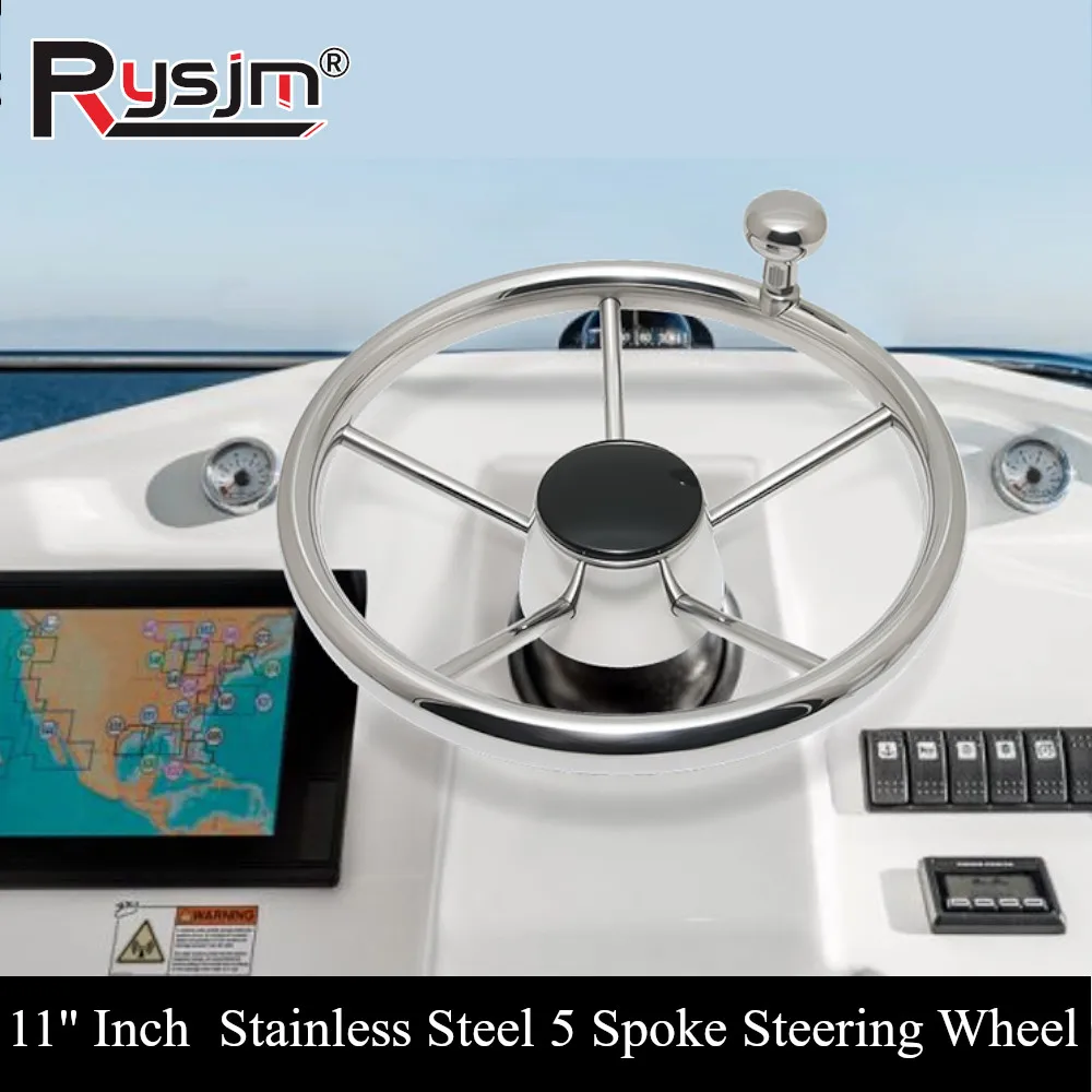 11 Inch Boat Steering Wheel, Marine Stainless Steel Steering 11 Inch Boat Steering Wheel, Marine Stainless Steel Steering