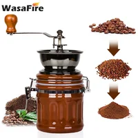Manual Coffee Grinder Portable Hand Grinder Household Coffee Maker for Tent Camping Bean Mill with Adjustable Steel Handle