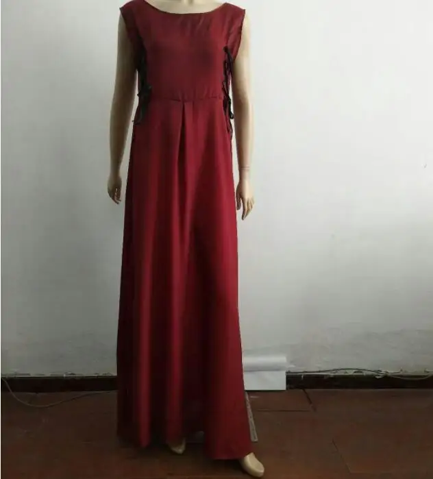 

Women Long Dress Autumn Vintage Elegant Long Christmas Dresses For Halloween Costumes O Neck Lace Up Retro Tank Robe Femmale
