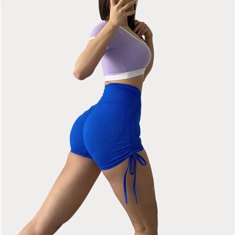 MaxrunPro Women's Summer Sports Short Seamless Tights High Waisted Drawstring Sexy Elastic Breathable Butt Lifter Yoga Leggings