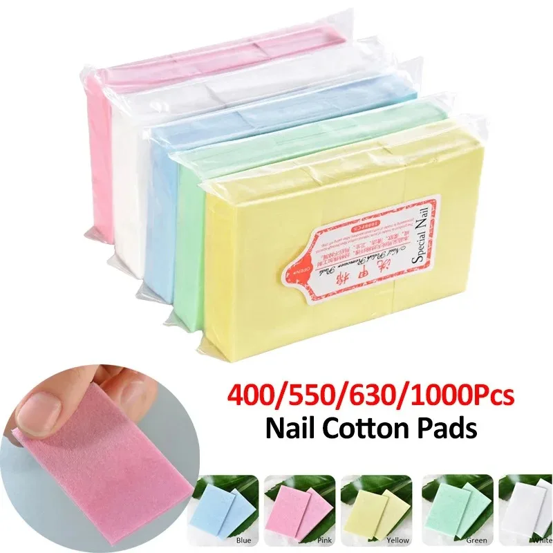 400Pcs/630Pcs/550Pcs/1000Pcs Nail Cotton Pads Cleaning Wipes Colorful Nail Removal Manicure Gel Polish Remover Paper Clean Tools
