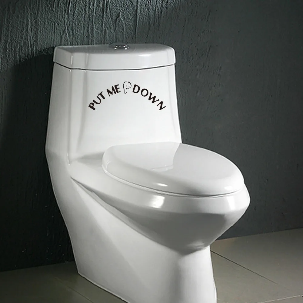 Gesture Hand Decal Funny Bathroom Toilet Seat Wall Sticker Sign For Put Me Down Home Art Refrigerator Sticker Decals vinyl stickers toilet stickers toilet wall stickers toilet seat stickers
