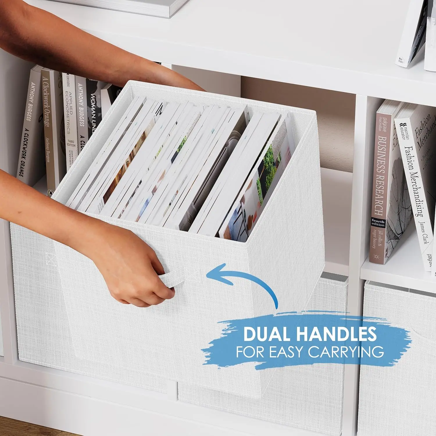 Fabric Storage Cubes for Cube Organizer - 8 Pack Heavy Duty White-Grey Storage Bins, Baskets For Shelves or Cubbies Storage 4