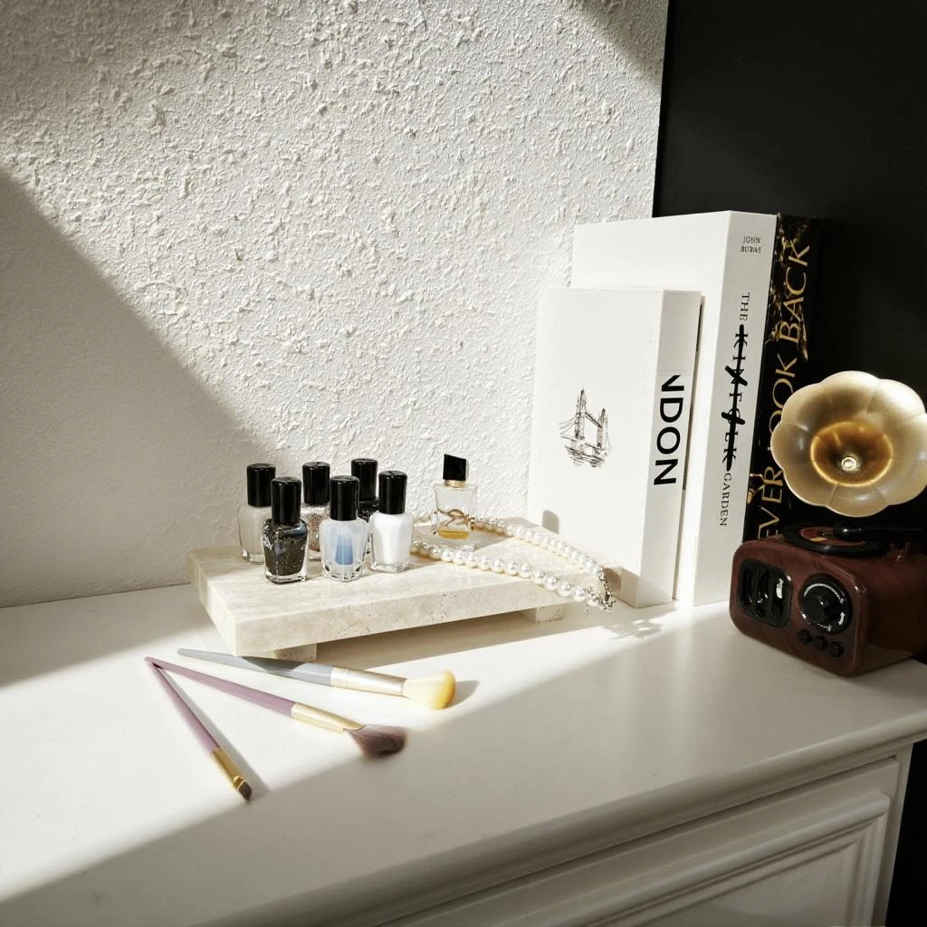 แท่นวางหินอ่อนธรรมชาติอเนกประสงค์สำหรับสบู่, ถาดใส่เครื่องประดับสำหรับห้องน้ำ, ถาดวางของในห้องน้ำ, ของตกแต่งบ้าน, ถาดหินอ่อน Travertine 1