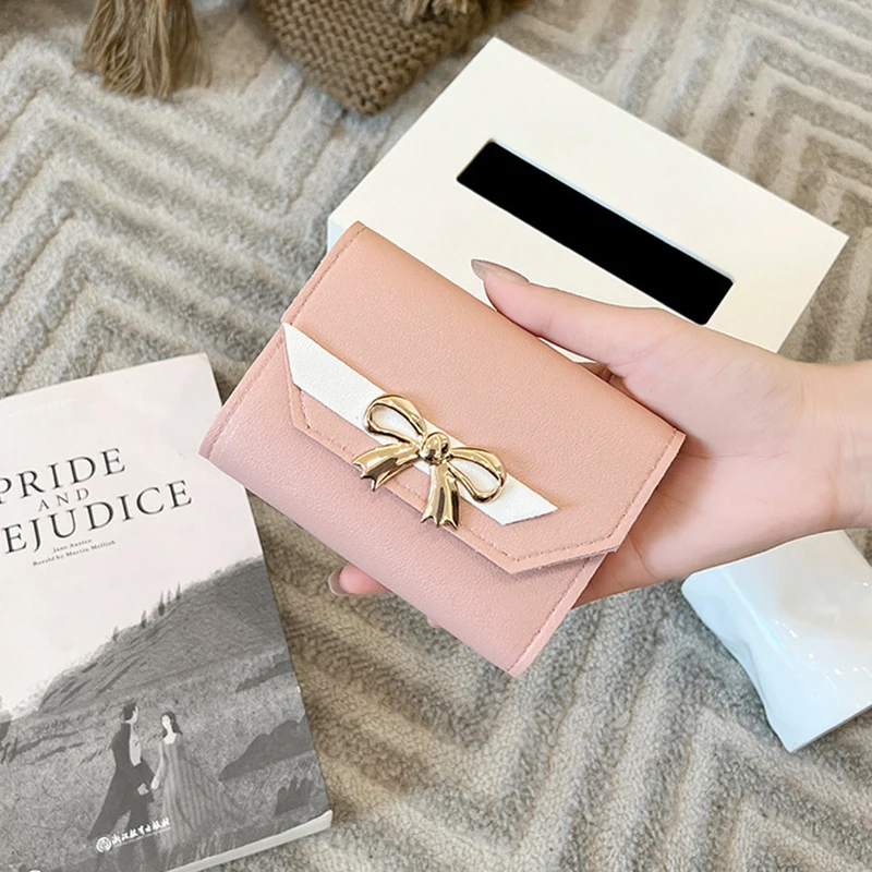 Women's Contrast Bow Multi Card Zero Wallet Summer And Autumn New Mini Wallet