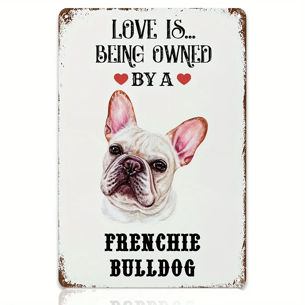 Creative Tin Sign Yorkie Labrador Vintage English Sheepdog Bulldog Love Is Being Owned By A Dog Tin Sign Metal Poster Dog Plate