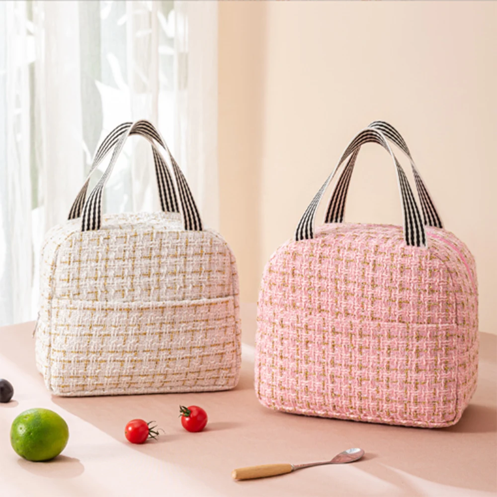 Bolsa Isotérmica Para Almuerzo MYLERCT - 2 Unidades, De Pana, Con Bolsillo Lateral, Para Comida Fría O Caliente