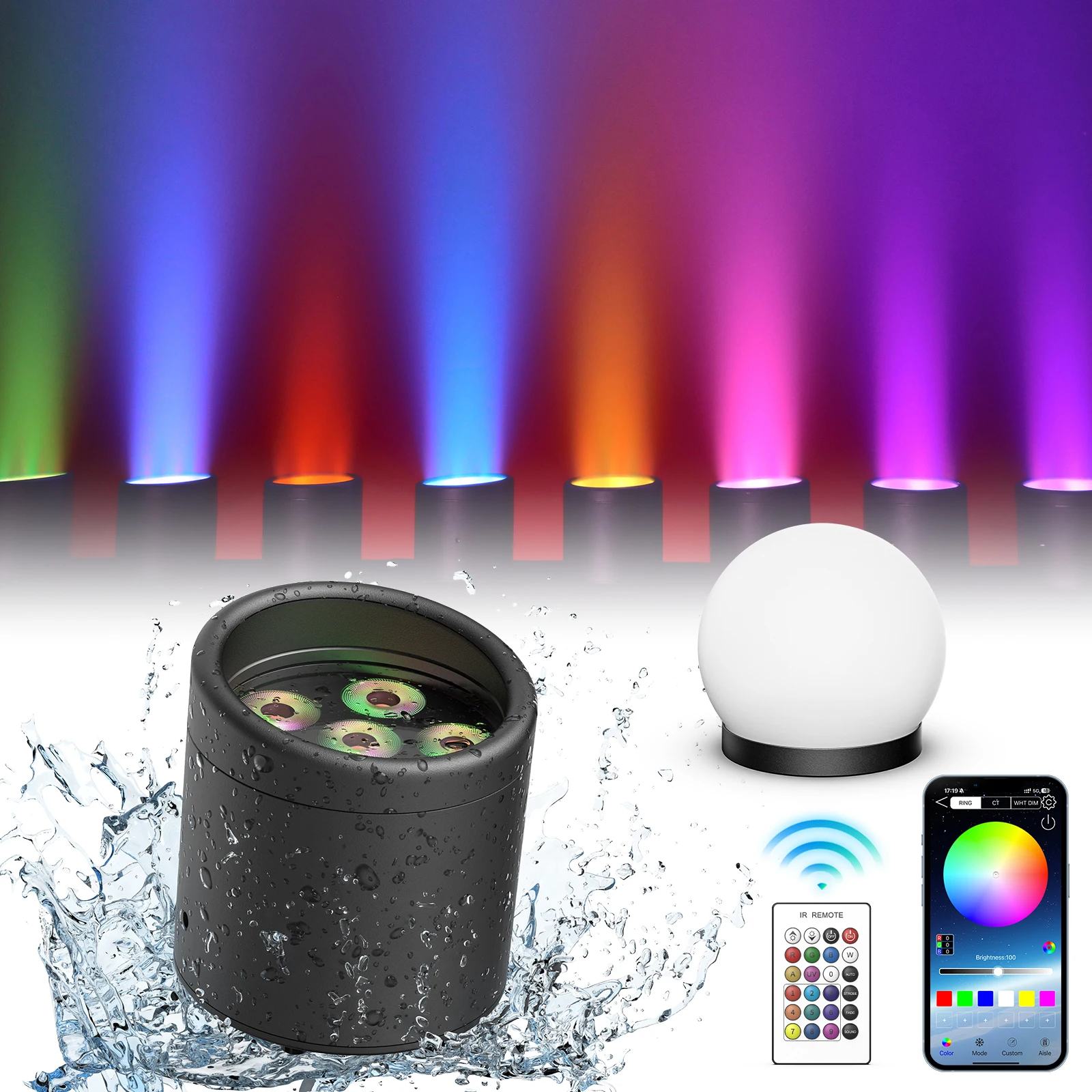 U'King 6x18W RGBW+UV 6IN1 LED Par Light DMX512 APP Control High Brightness Light 8800mAh Battery Rechargeable Stage Par Light