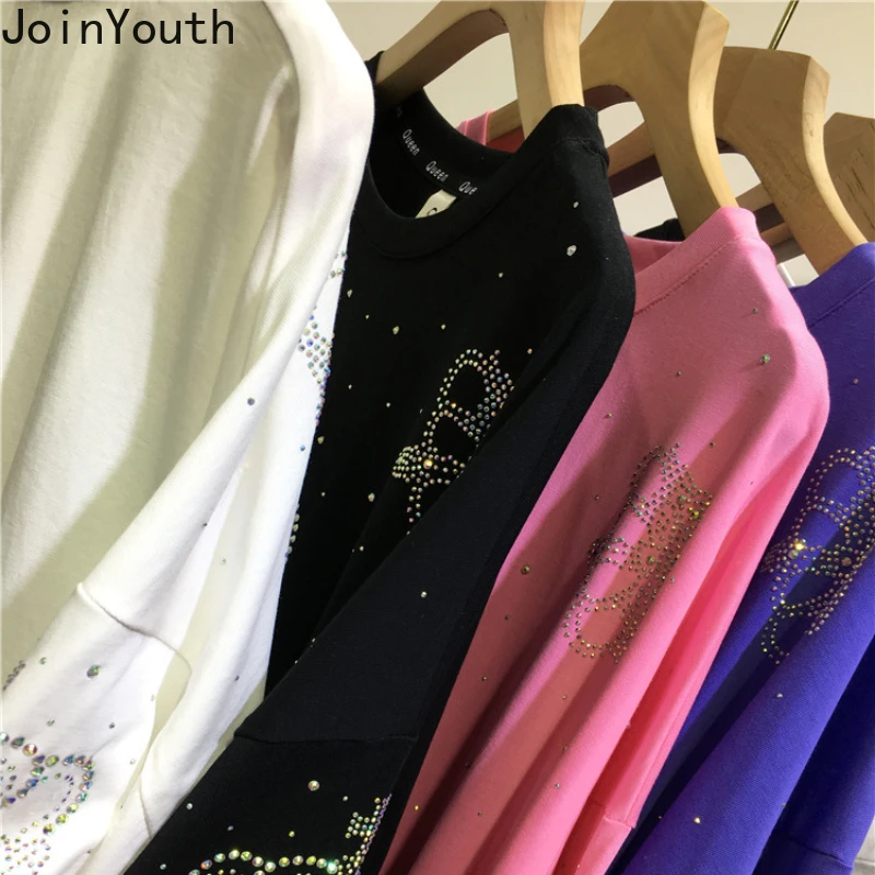 Harajuku Y2k Tshirts Summer Women Clothing Fashion Diamond Short Sleeve O-neck Tees Oversized Tops Casual Streetwear T Shirt 6