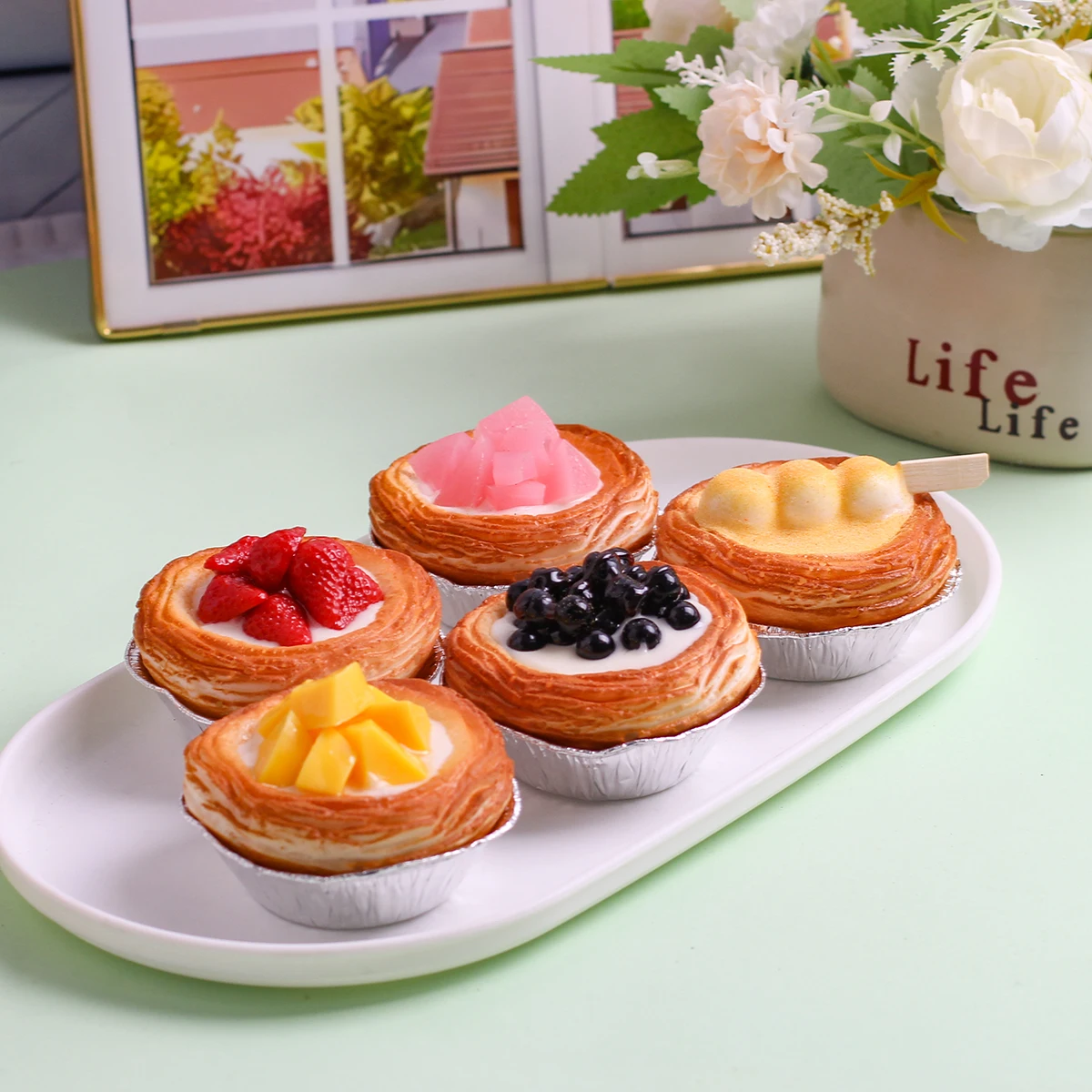 Artificial Egg Tart Cake Dessert 1PC Wedding Party Decoration Cake Decoration Photography Professional Food Simulation Model food model food photography props