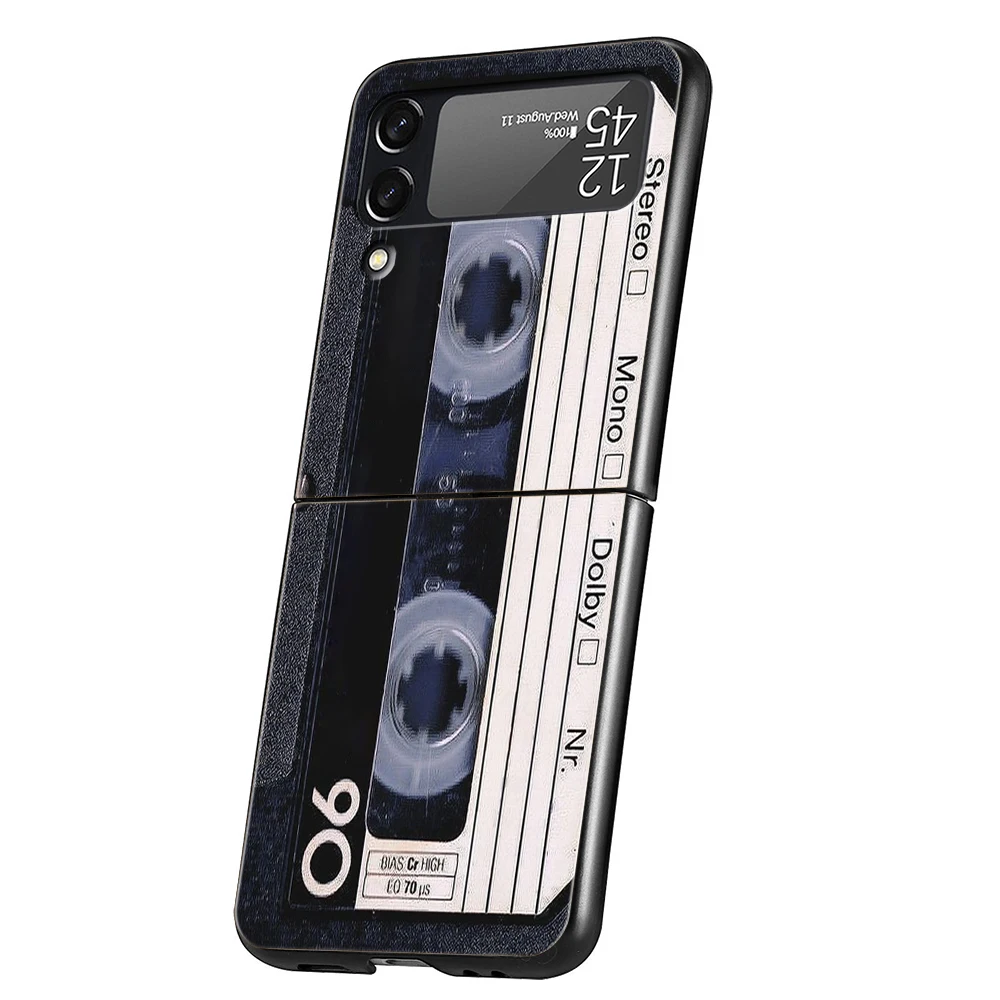 Vintage Cassette Tape Retro Style Foldable Phone Cover - Black Hard PC Shell