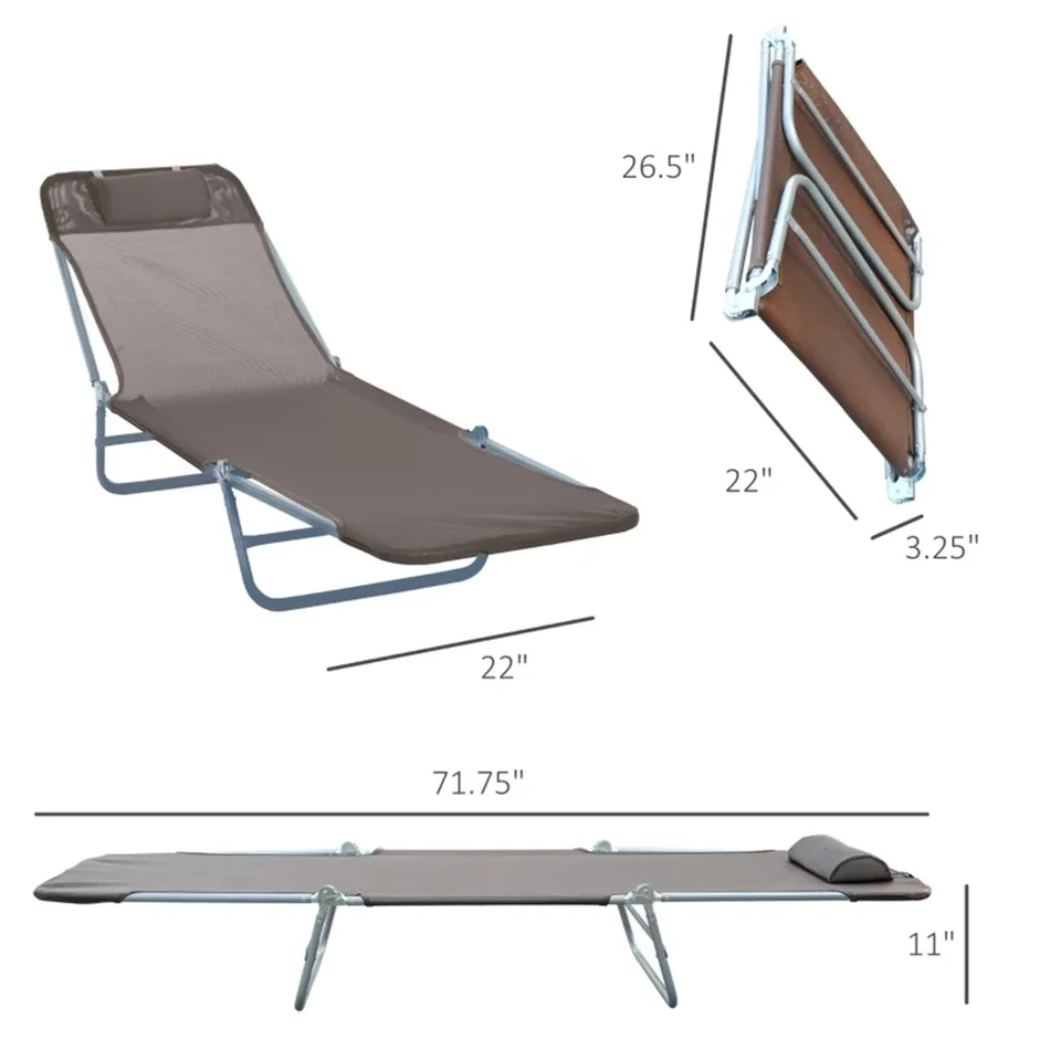 Slsy Klappbett Für Erwachsene & Kinder: 5-fach Verstellbare Lounge-Chaiselongue Für Camping, Strand & Garten
