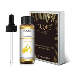 EUQEE 10ml Aromatherapy Pure Essential Oil Collection - Jasmine, Eucalyptus, Frankincense, Cinnamon, Lavender - 10ml (Ylang Ylang)