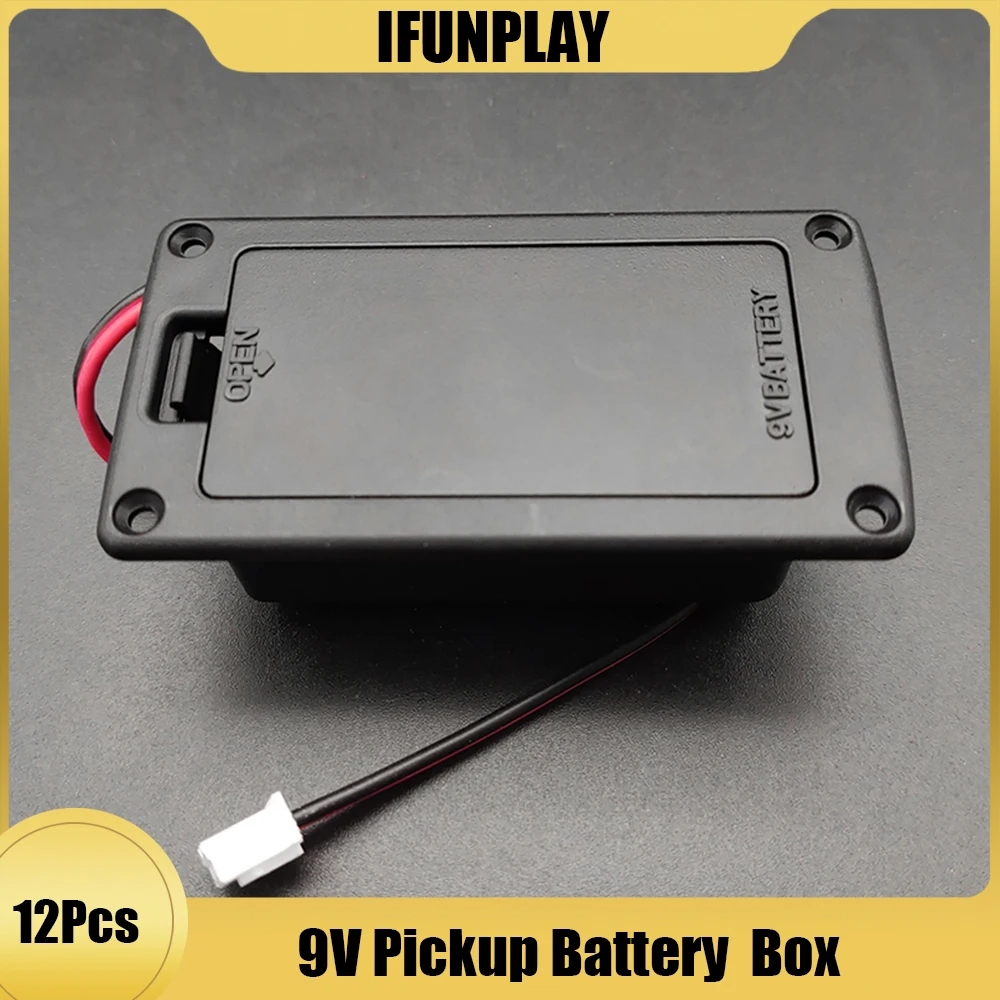 ABS 9V Battery Box Case Cover Holders Active Guitar Bass Pickup Wires Black Replacement Accessories 12/50pcs